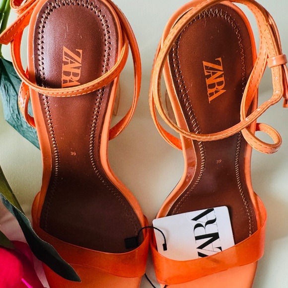 Zara orange block heel sandal - Picture 5 of 6
